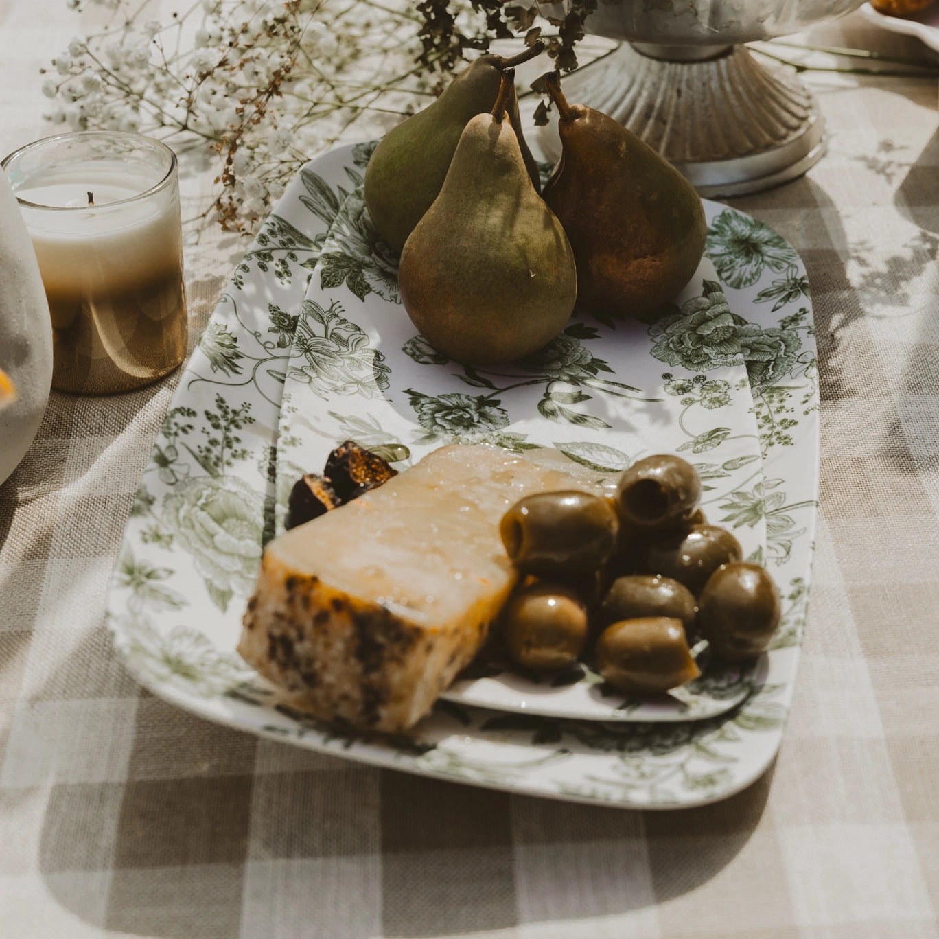 Stacking Green Delft Melamine Tray Set