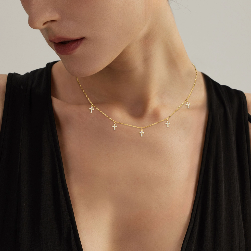 Five Cross Station Necklace