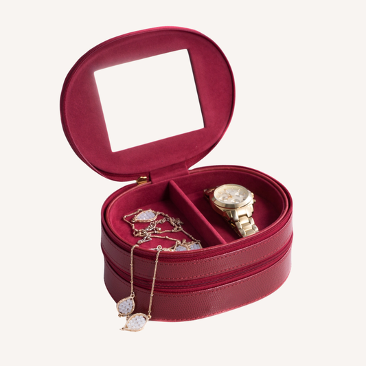 Red Lizard Leather Jewelry Box