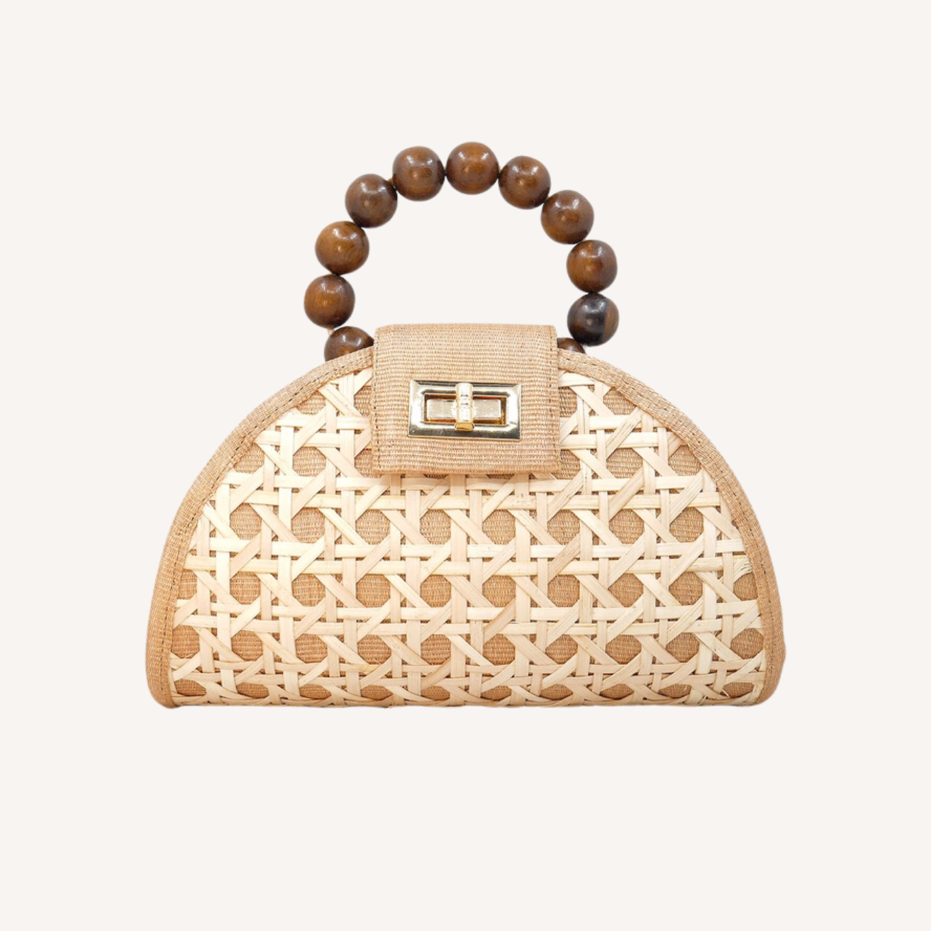 Tan & Brown Woven Rattan Mini Handbag