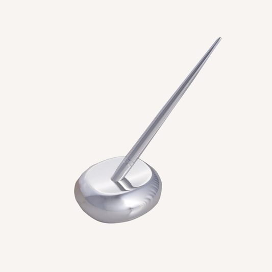Silver Plated Oval Pen Stand with Pen