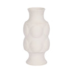 Decorative Vase - White Ceramic Dot Embossed Round, 11 in.