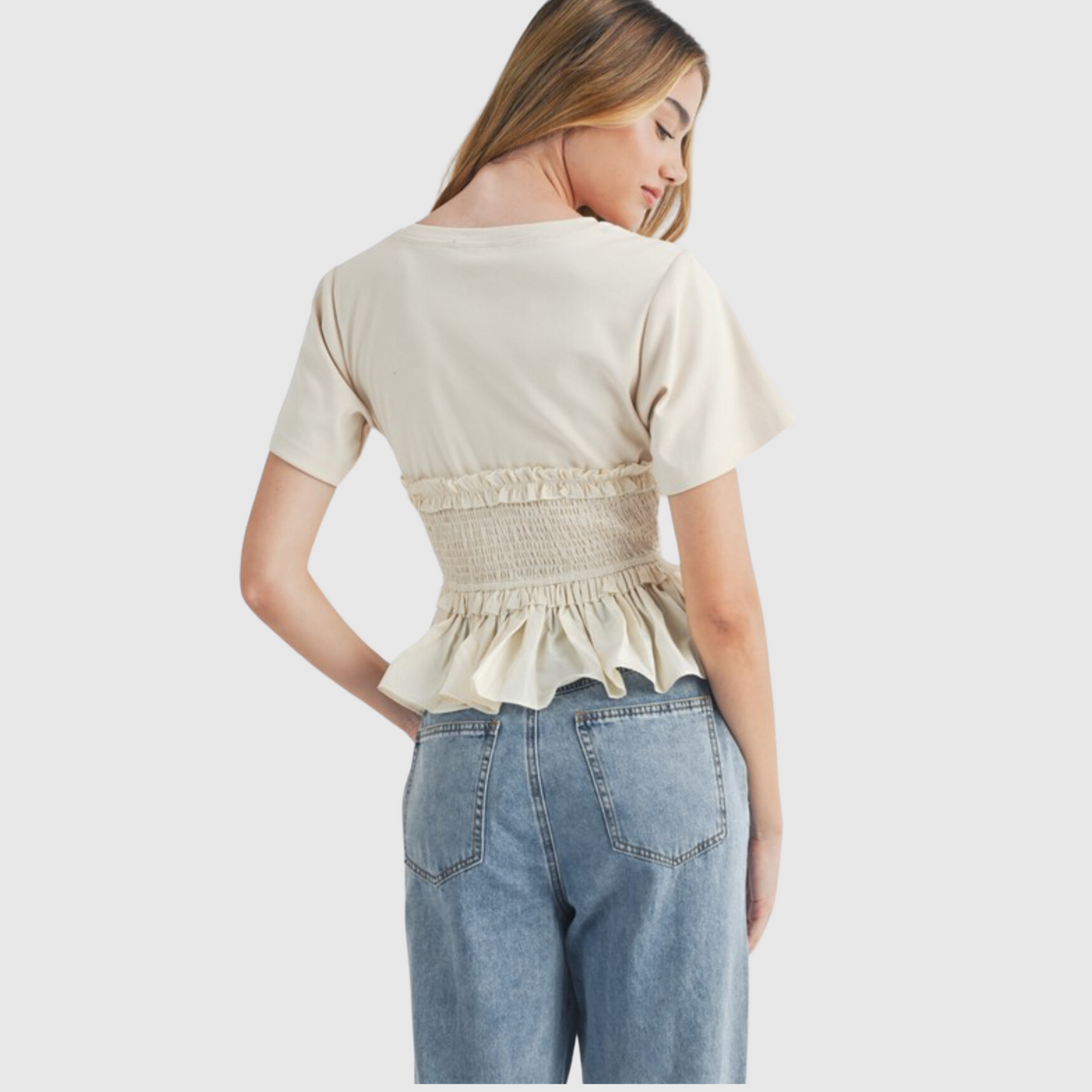 Fabric Combo Peplum Top