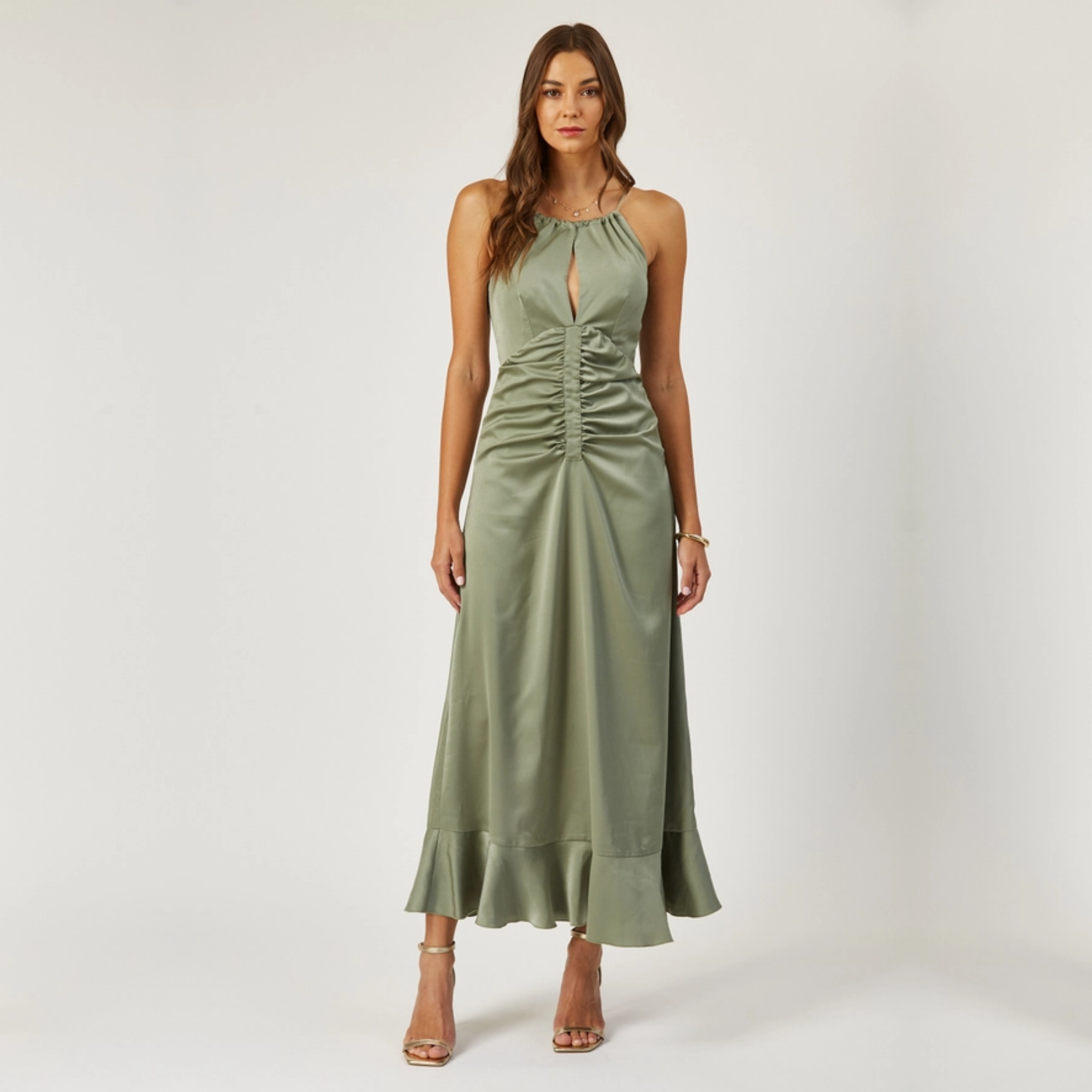 Arya Cinched Front Halter Dress