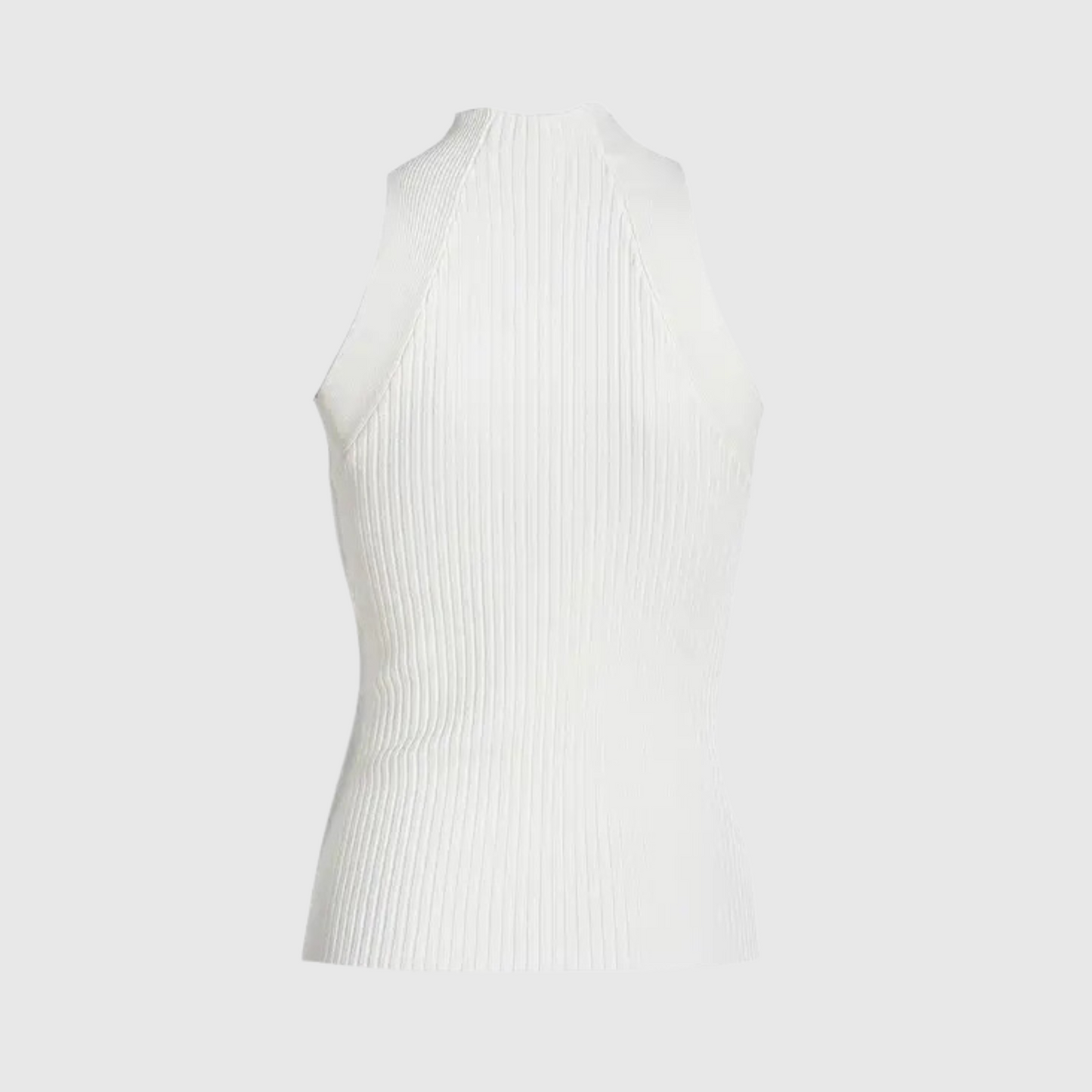 Cut-out High Neck Rib Knit Top