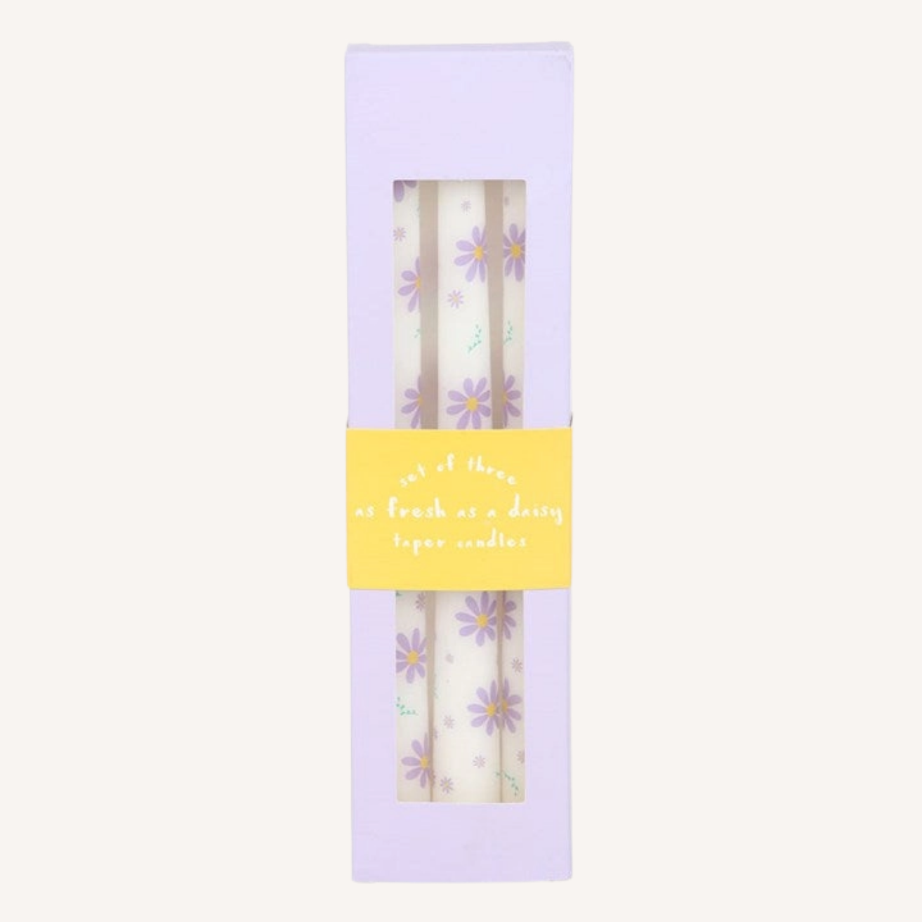 Set of 3 Purple Daisy Taper Candles