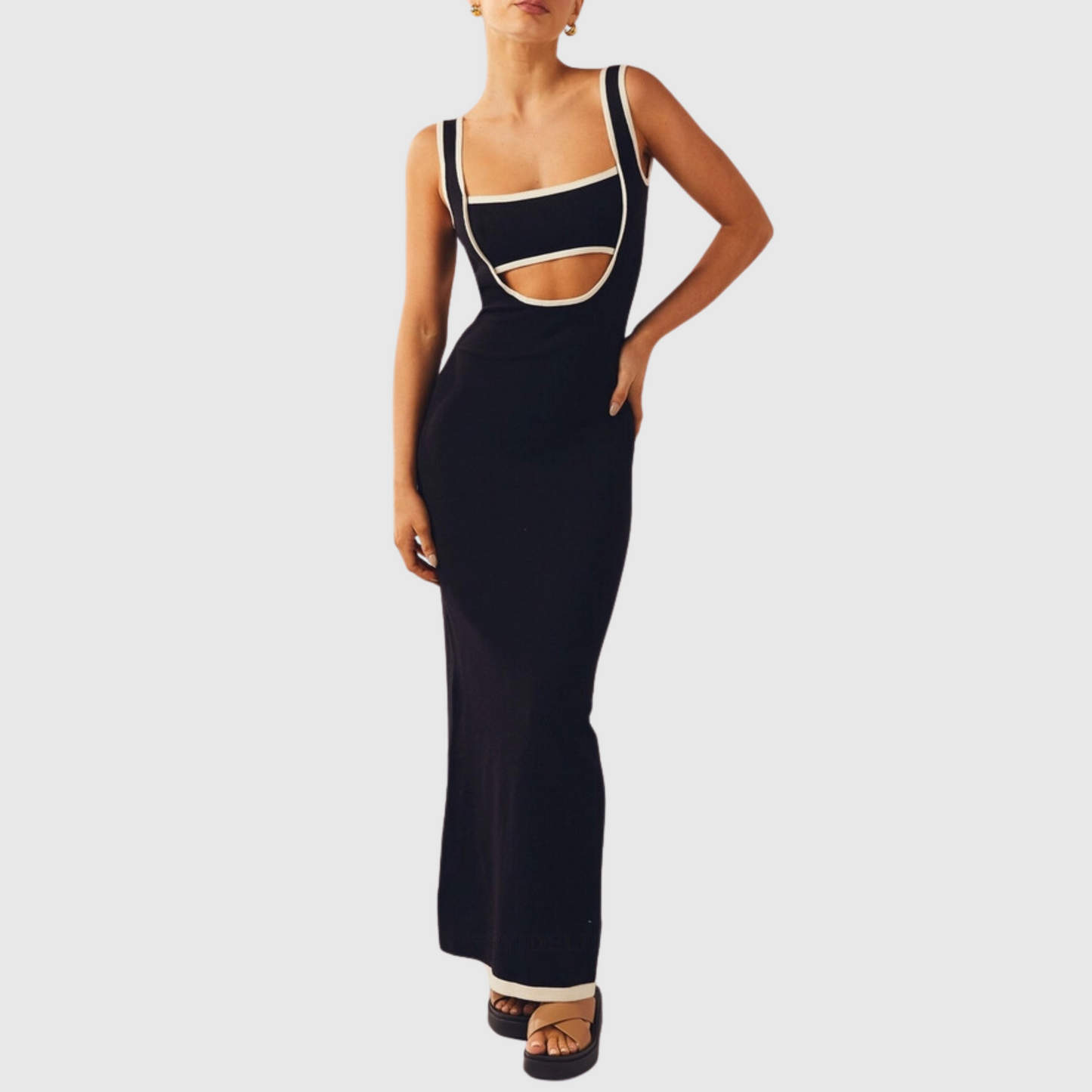 Cut-out Contrast Bandeau Dress