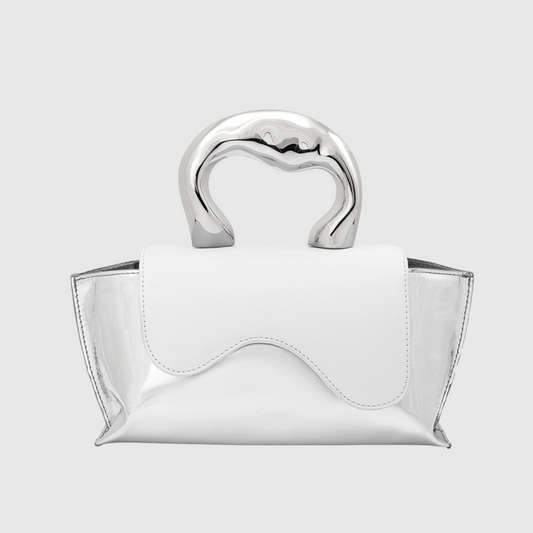 Akari White Recycled Vegan Top Handle Bag