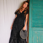 Solo Fig Mini Jute Bag with Gold Chain