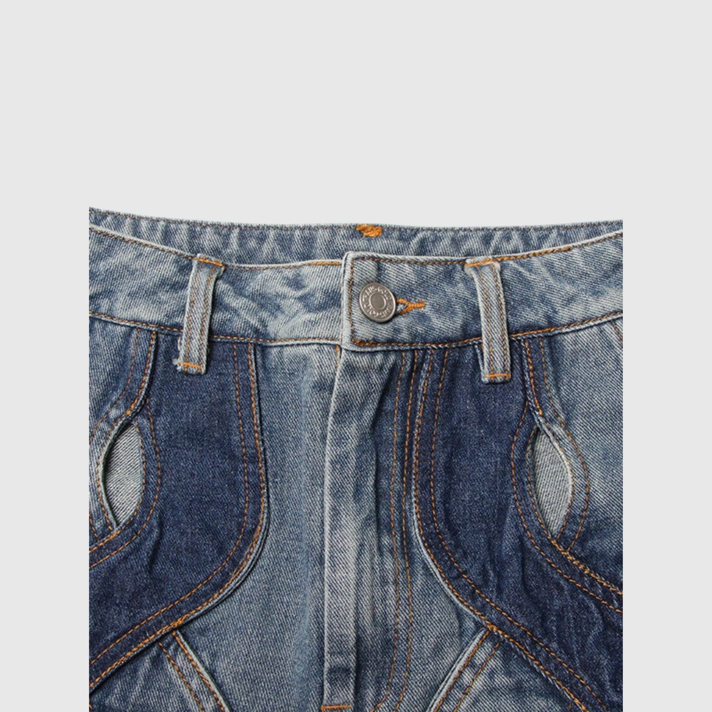 High Waisted Straight Leg Hollow Jean