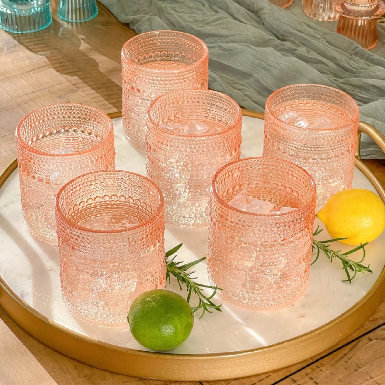 10 oz Beaded Rose Drinking Glass (6)