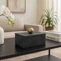 Marble Decorative Box with Removable Lid - Black, 7 in.