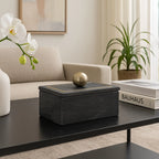 Marble Decorative Box with Removable Lid - Black, 7 in.