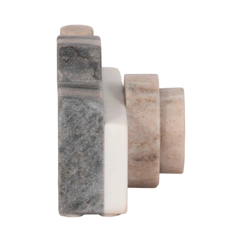 Decorative Figurine - Multicolor Marble Camera Shape, 5 in.