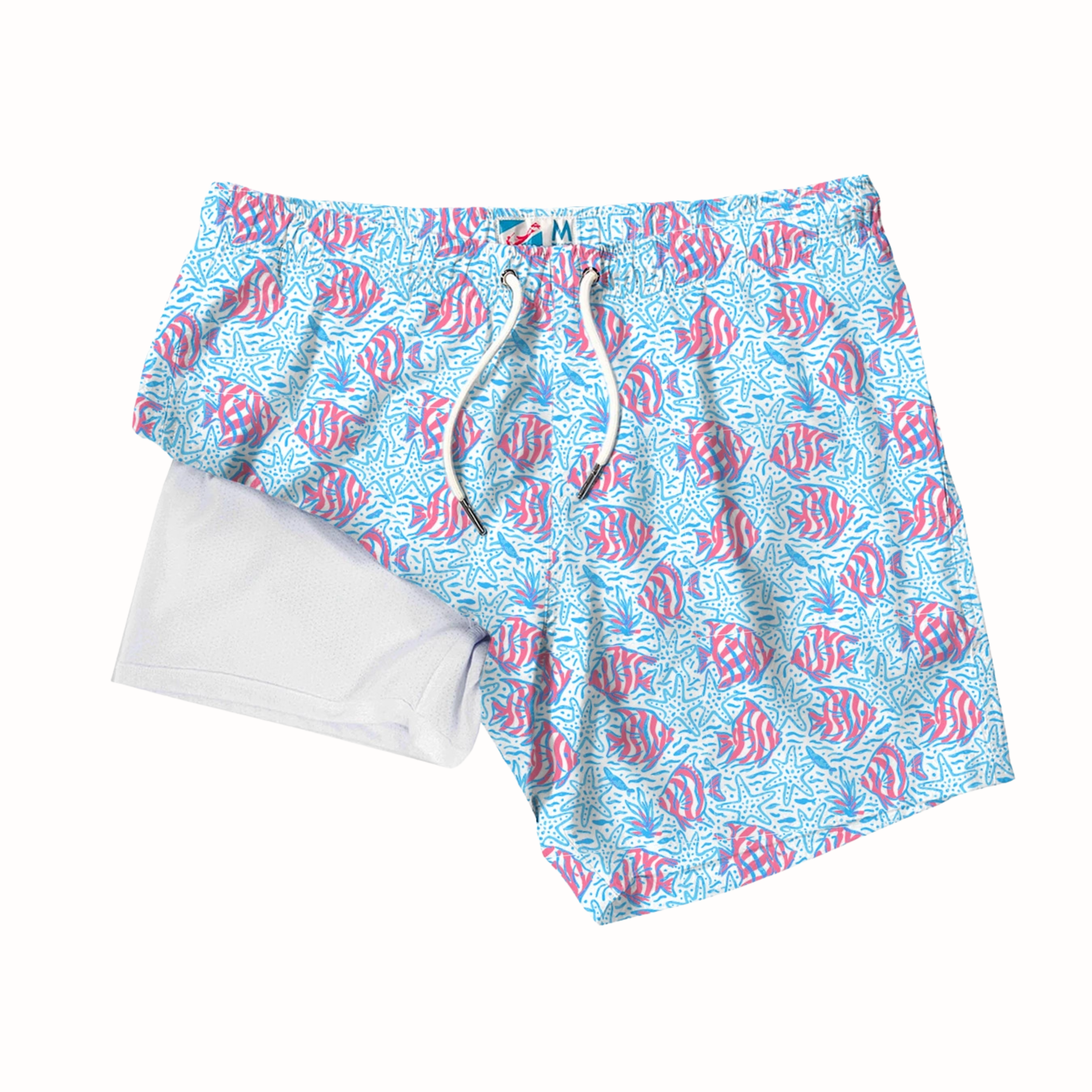 Coral Fish Swim Trunks with Liner