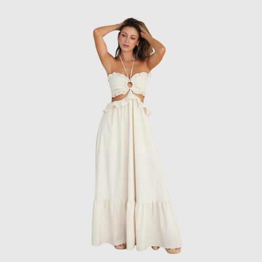 Cut-out Ruffled Maxi Dress