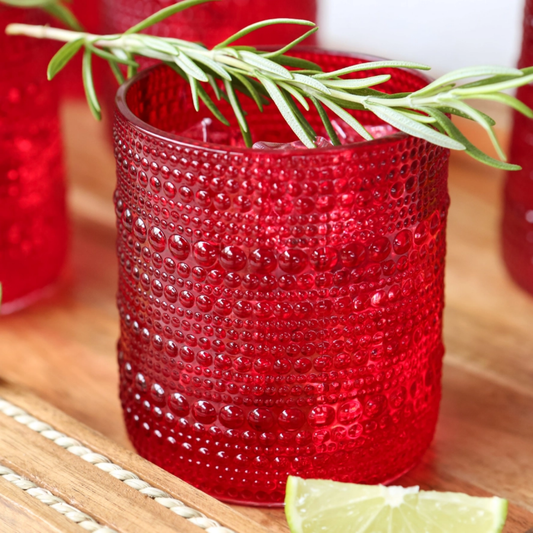 10 oz Beaded Red Drinking Glass (6)