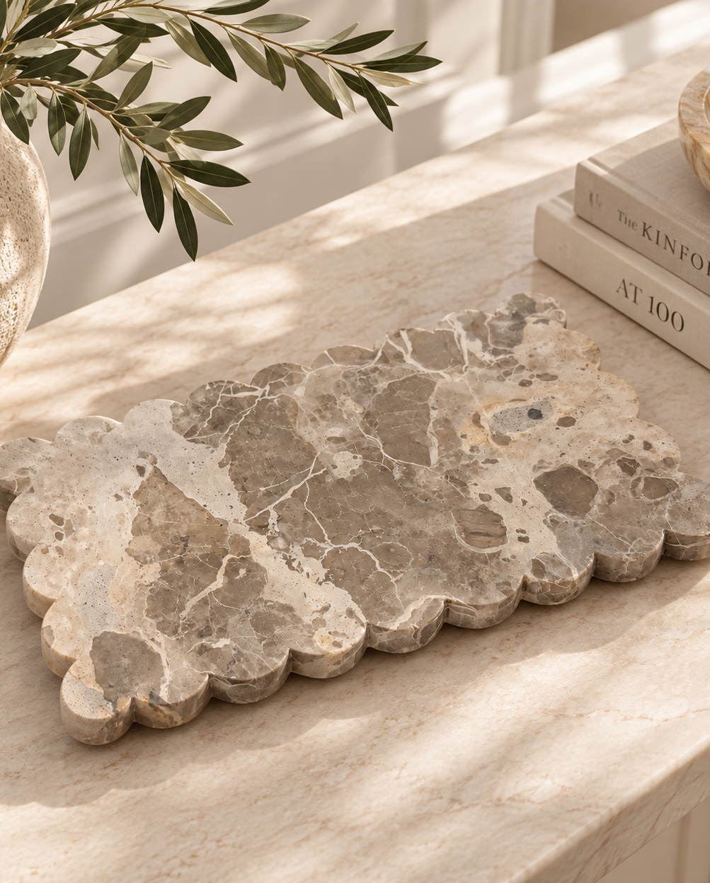 Scalloped Marble Tray