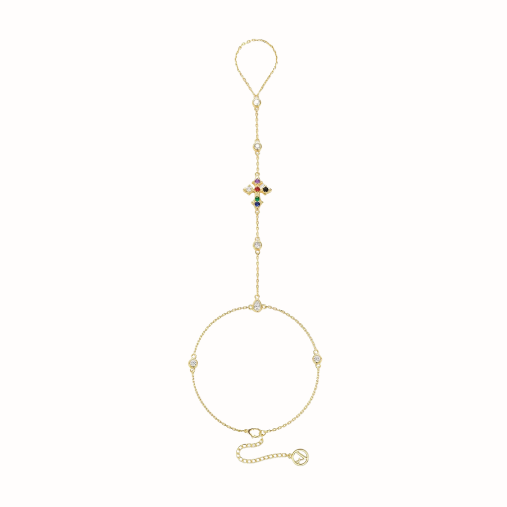 Seven Lights Fleur-De-Lis Cross Hand Chain