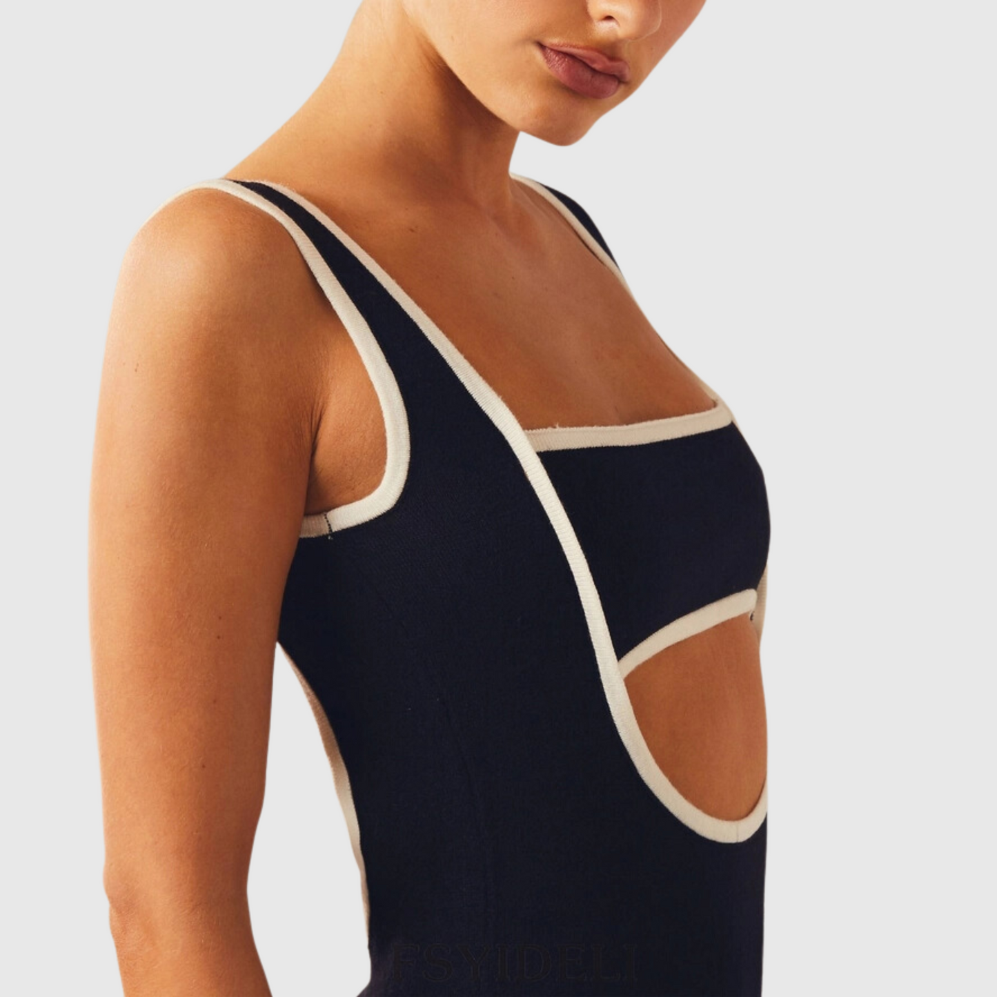 Cut-out Contrast Bandeau Dress