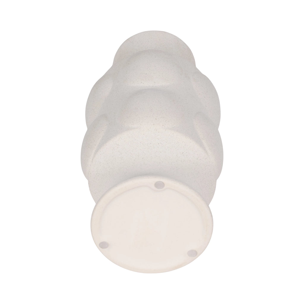 Decorative Vase - White Ceramic Dot Embossed Round, 11 in.
