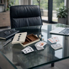 Table Game - White/Black Wood Casual Cards & Dice Box
