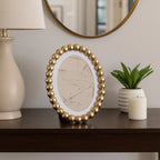 Photo Frame - Gold Glass Matted Round Beaded, 7x9 in.
