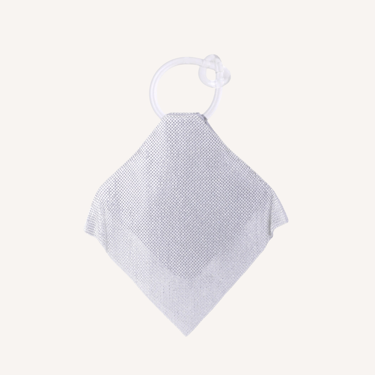 Clutch with Diamond-Shaped Mesh and Metal Top Handle