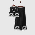 Embroidered Short Vest Trousers Set