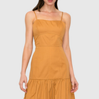 Square Neck Tiered Sleeveless Midi Dress