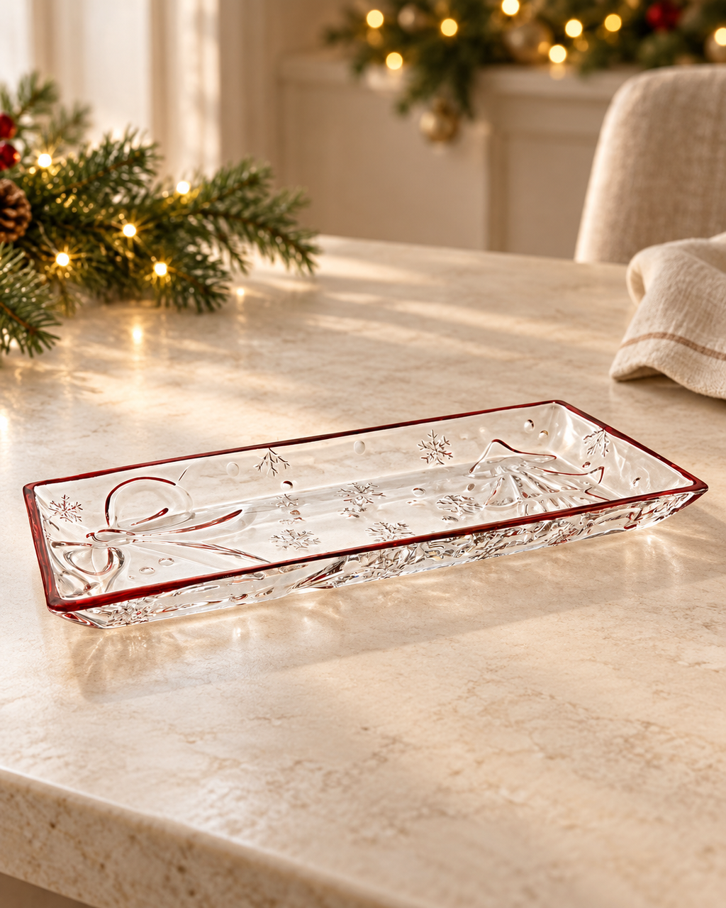 Holiday Tree and Bow Tray