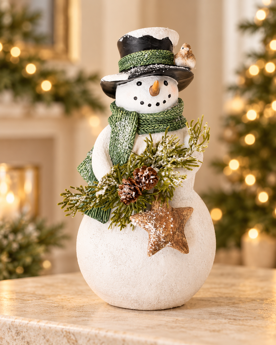 Snowman with Star & Pinecones