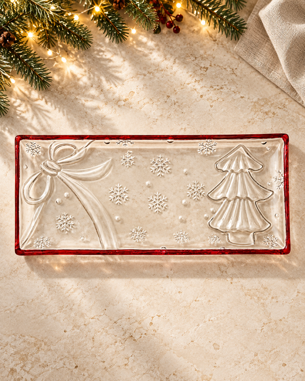Holiday Tree and Bow Tray