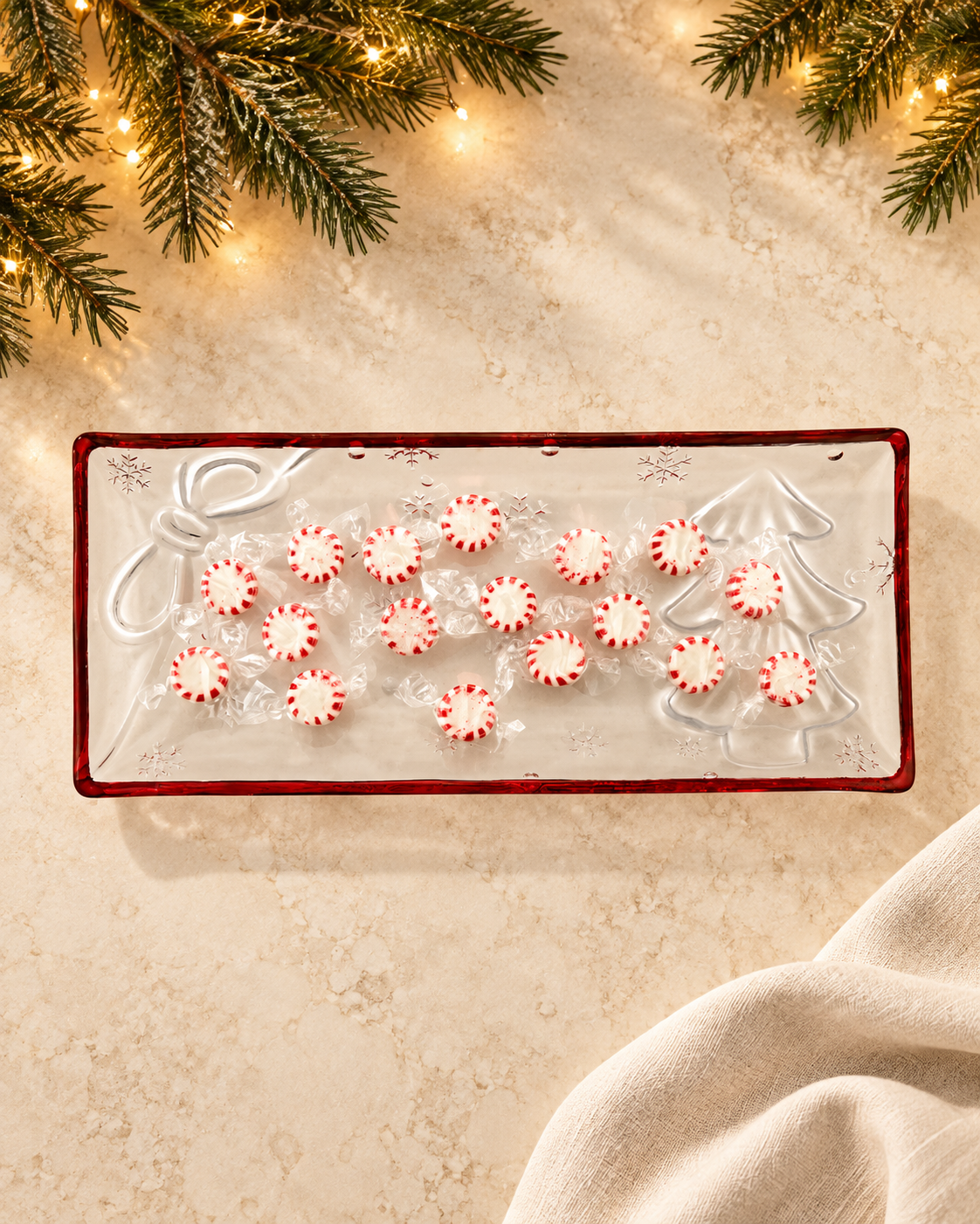 Holiday Tree and Bow Tray