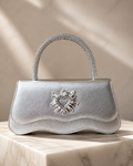 Silver Handbag with Rhinestone Heart