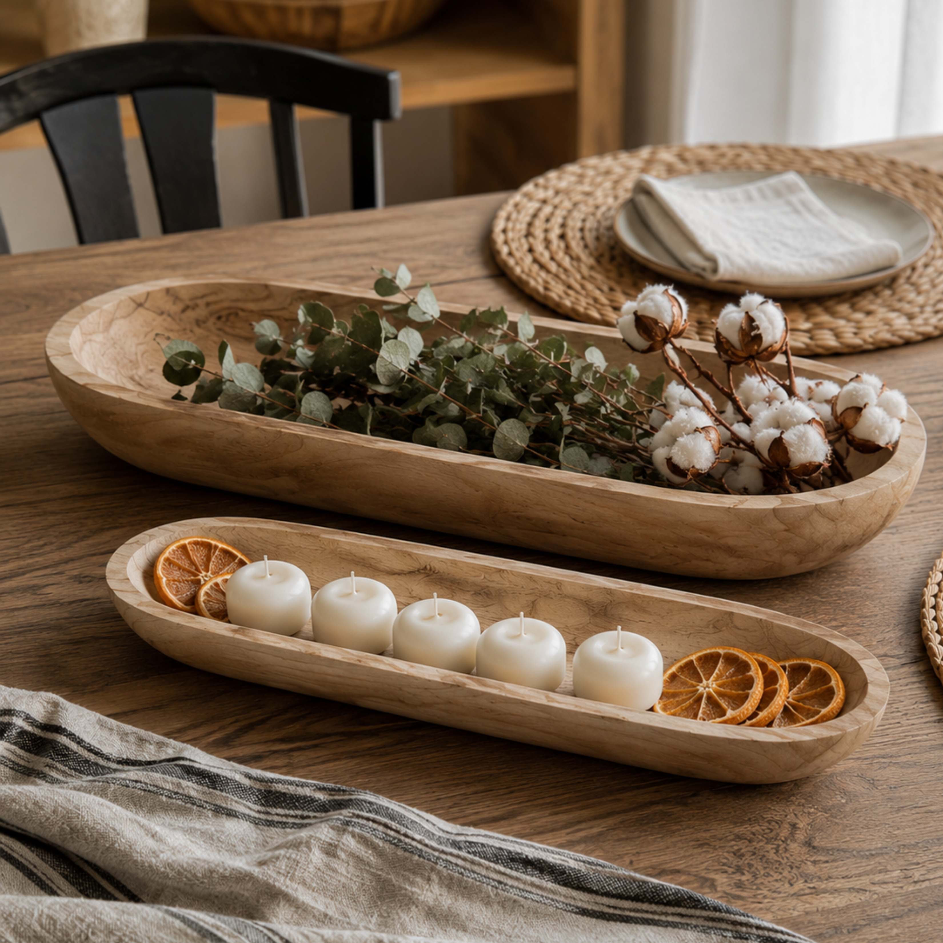 Natural Wood Decorative Plates (Set of 2) Brown 18/24 in.