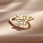 Double Zircon Cross Ring