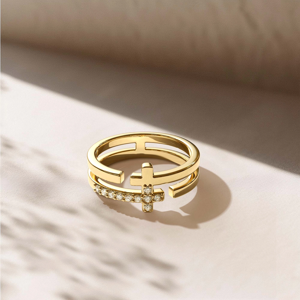 Tiered Cross Ring