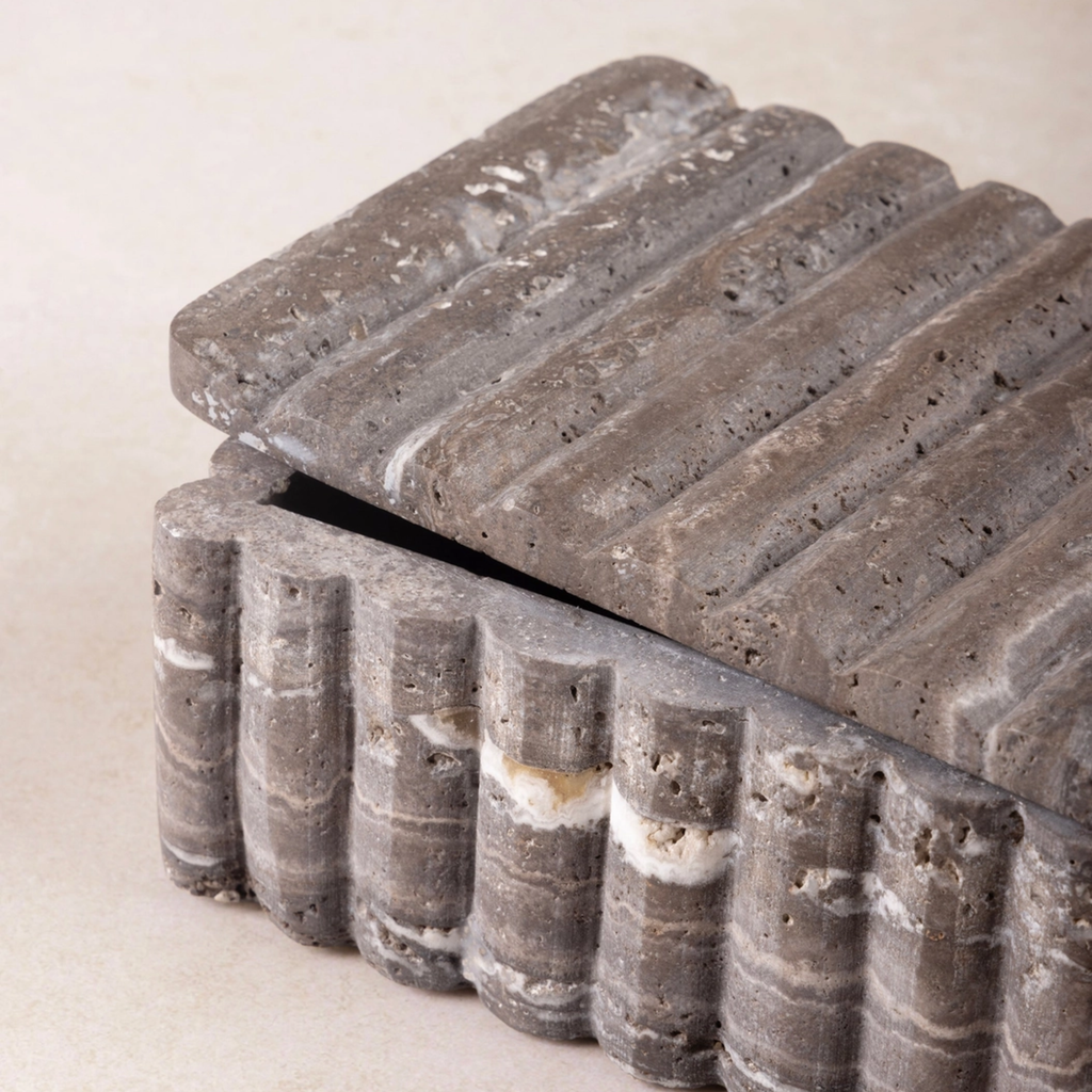 Cuba Decorative Box - Travertine & Onyx