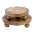 Brown Mango Wood Round Risers - Trays Set of 2