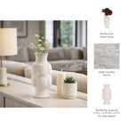 Decorative Vase - White Ceramic Dot Embossed Round, 11 in.