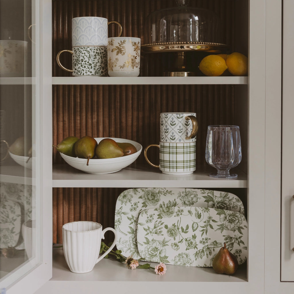 Stacking Green Delft Melamine Tray Set