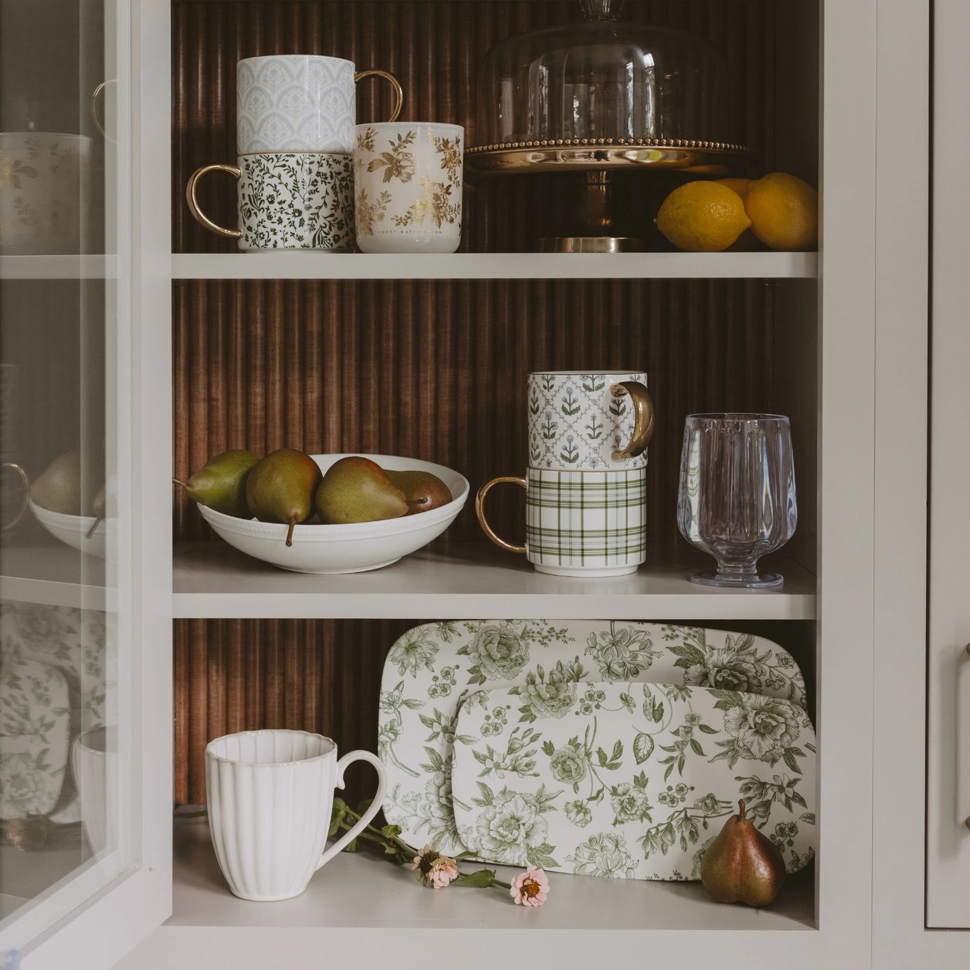 Stacking Green Delft Melamine Tray Set