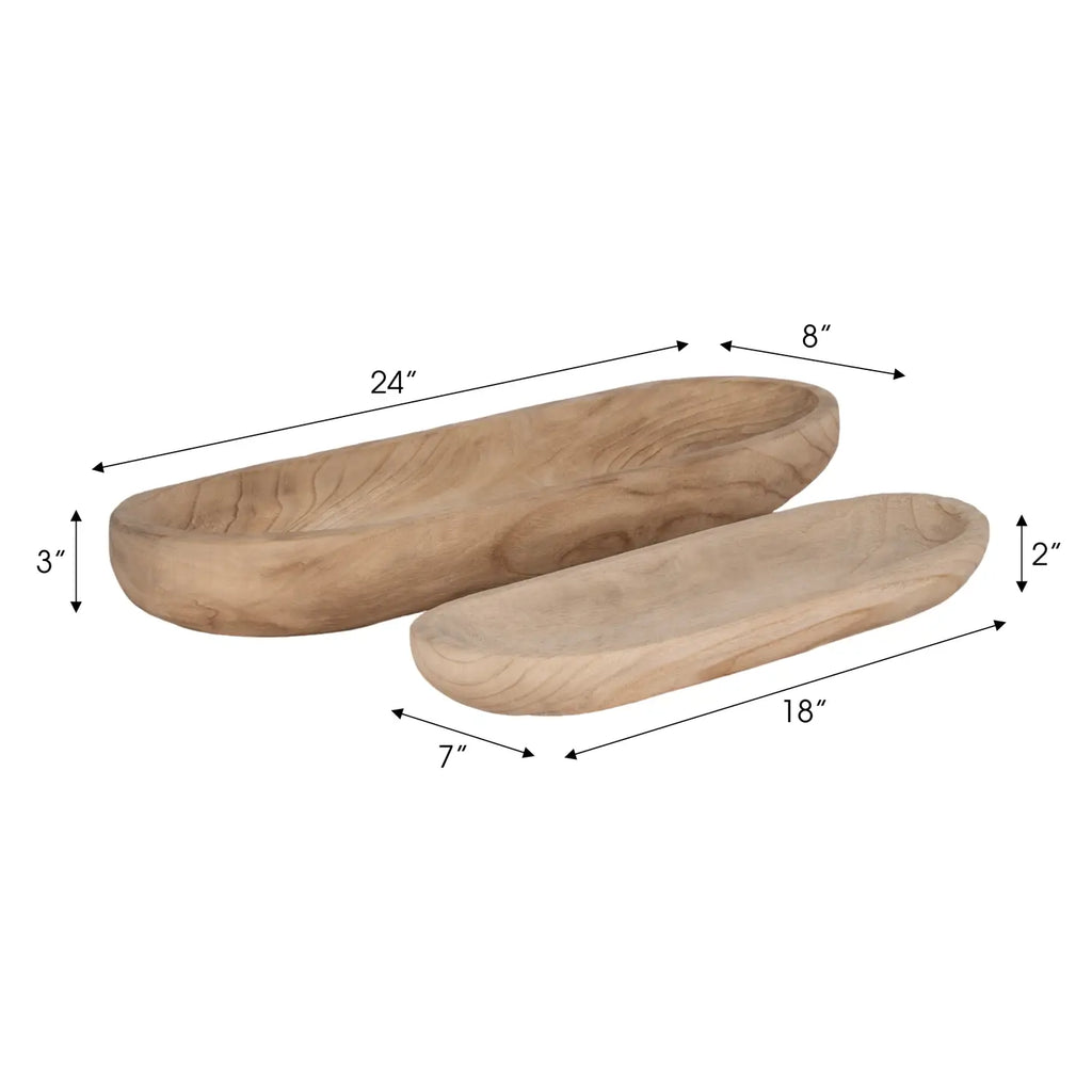 Natural Wood Decorative Plates (Set of 2) Brown 18/24 in.