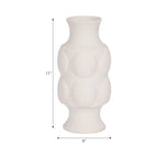 Decorative Vase - White Ceramic Dot Embossed Round, 11 in.