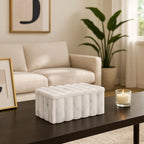 Decorative Box - White Marble Rectangular Ridged, 7 in.