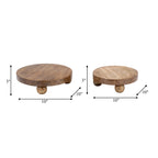 Brown Mango Wood Round Risers - Trays Set of 2