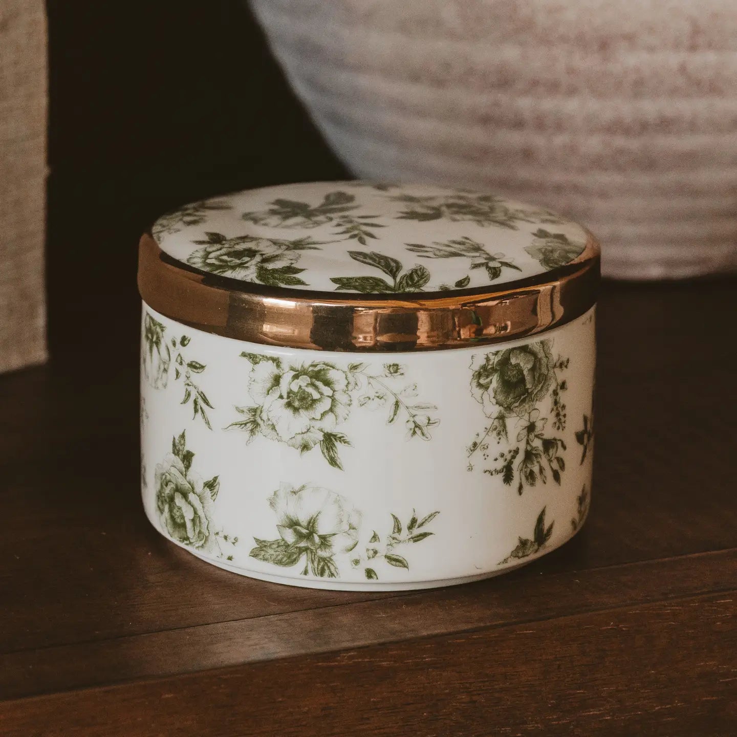 Green Delft Trinket Dish with Lid