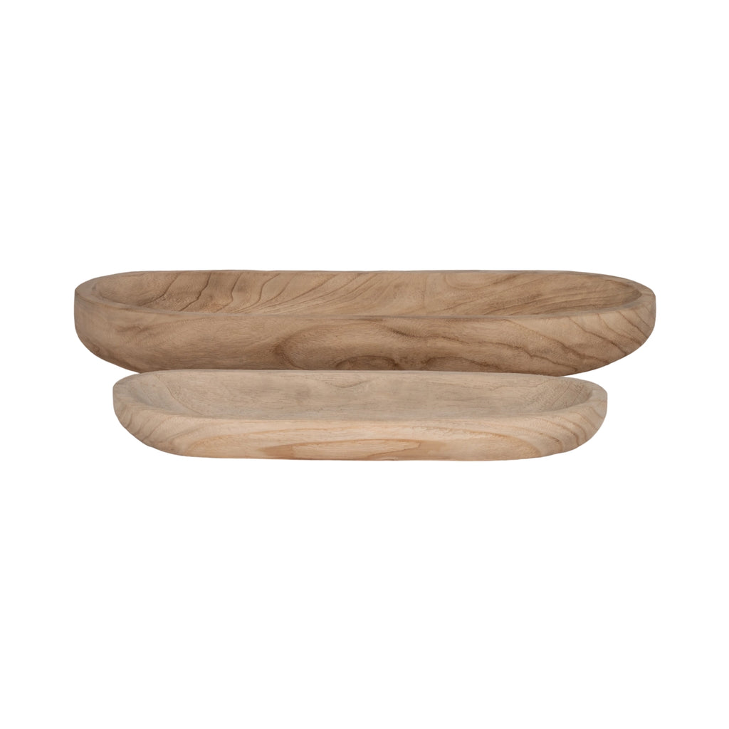 Natural Wood Decorative Plates (Set of 2) Brown 18/24 in.
