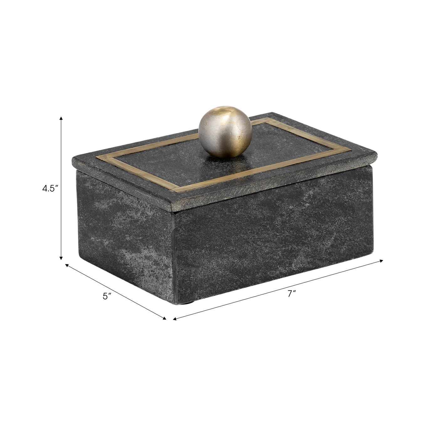 Marble Decorative Box with Removable Lid - Black, 7 in.